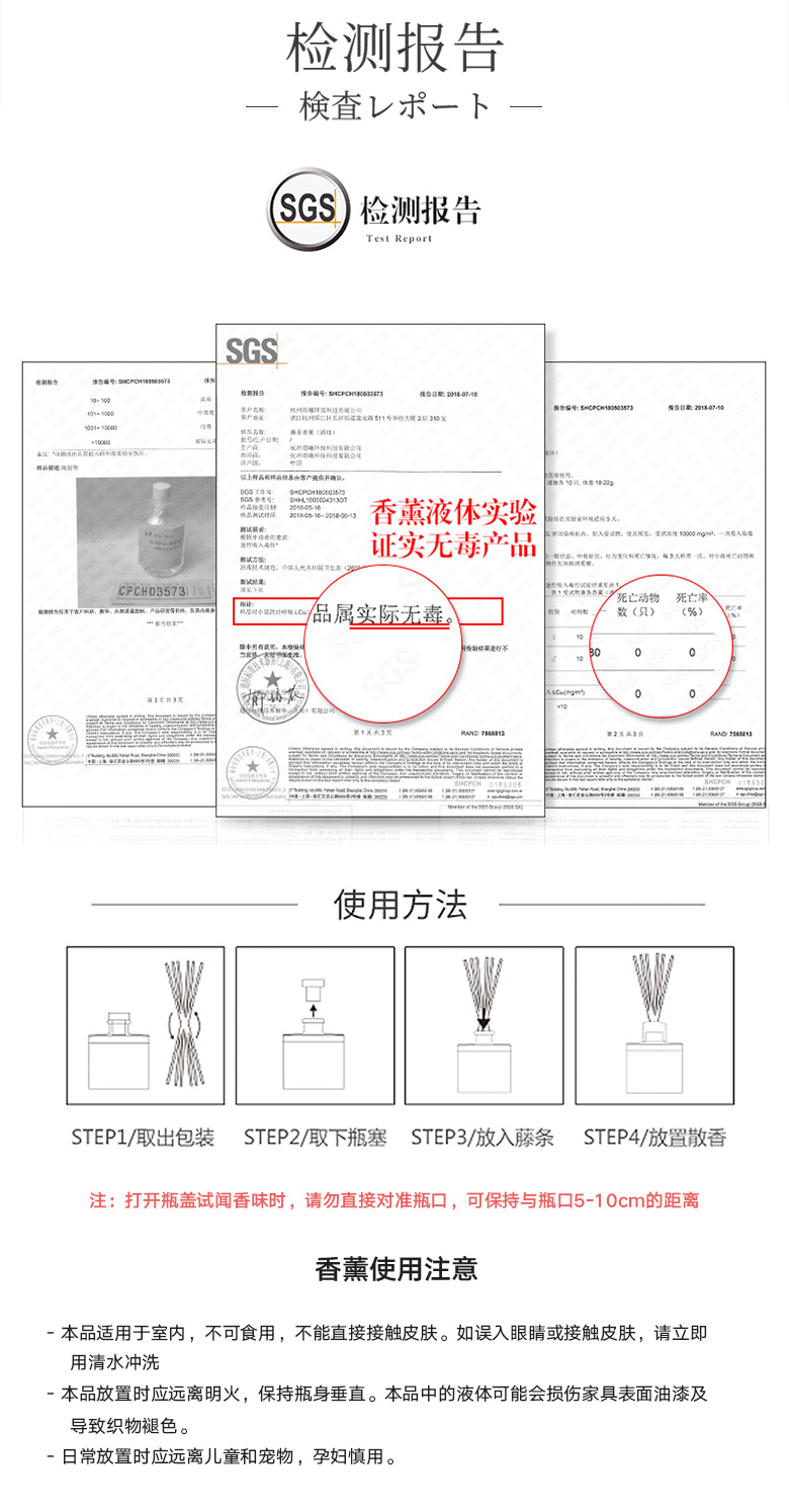 树派日本进口无火香薰-检测报告、使用方法及注意事项