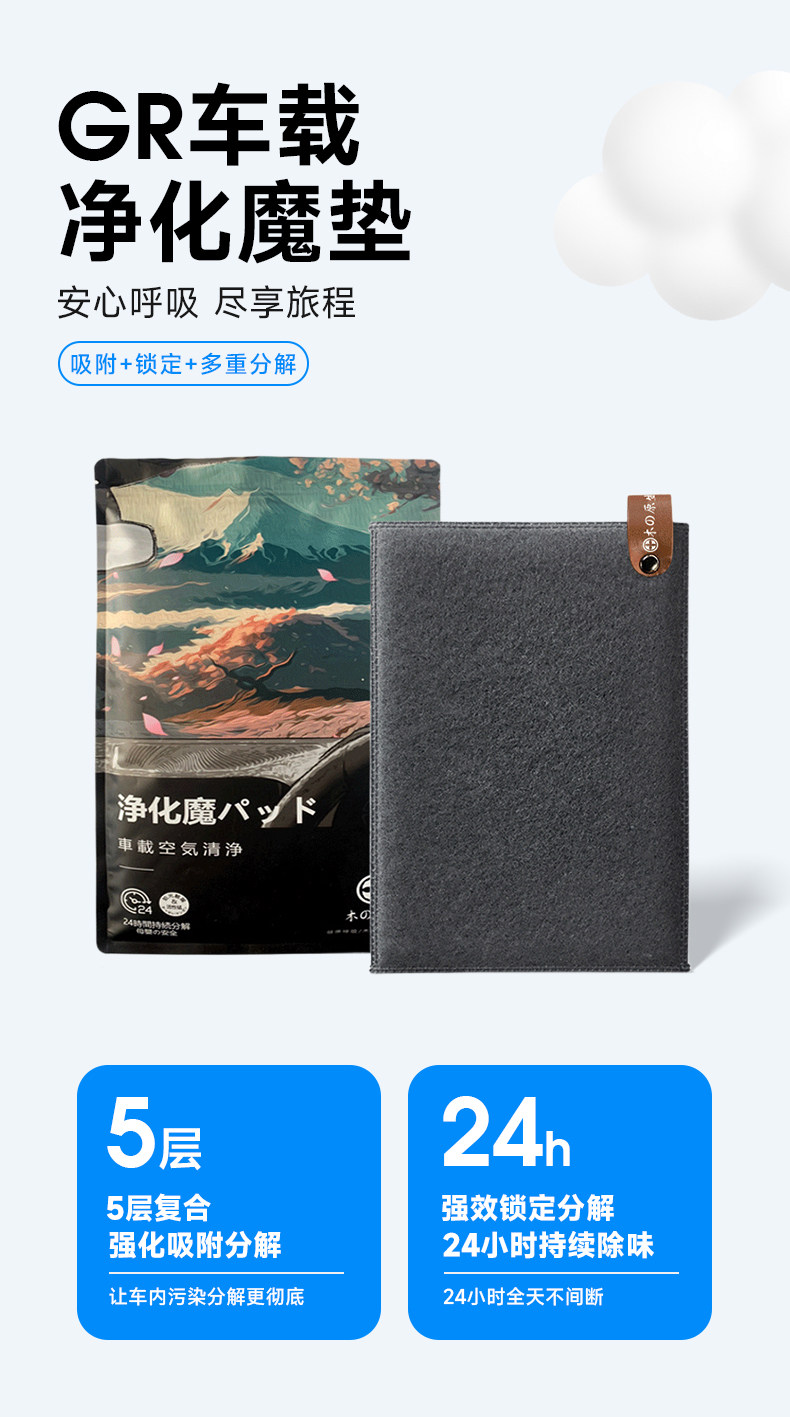 树派GR车载净化魔垫-吸附+锁定+多重分解，让您安心呼吸，尽享旅程