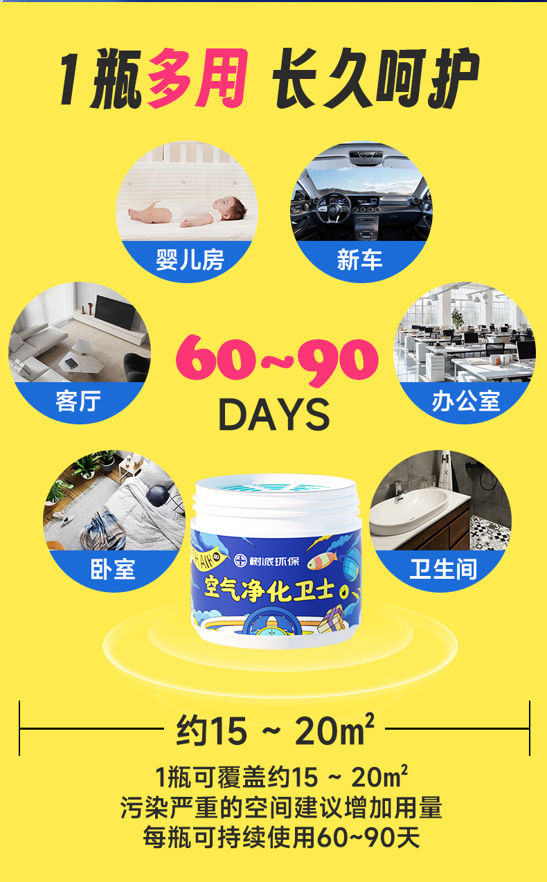 树派空气净化卫士-一瓶多用，长效呵护